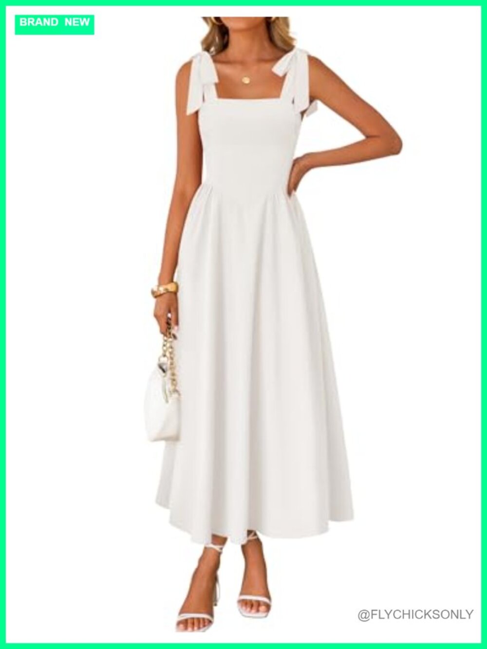 Women's Summer Tie Shoulder Maxi Dress Sleeveless Square Neck Smocked Backless